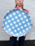 Cornflower Blue Ceramic Gingham Dinner Plate
