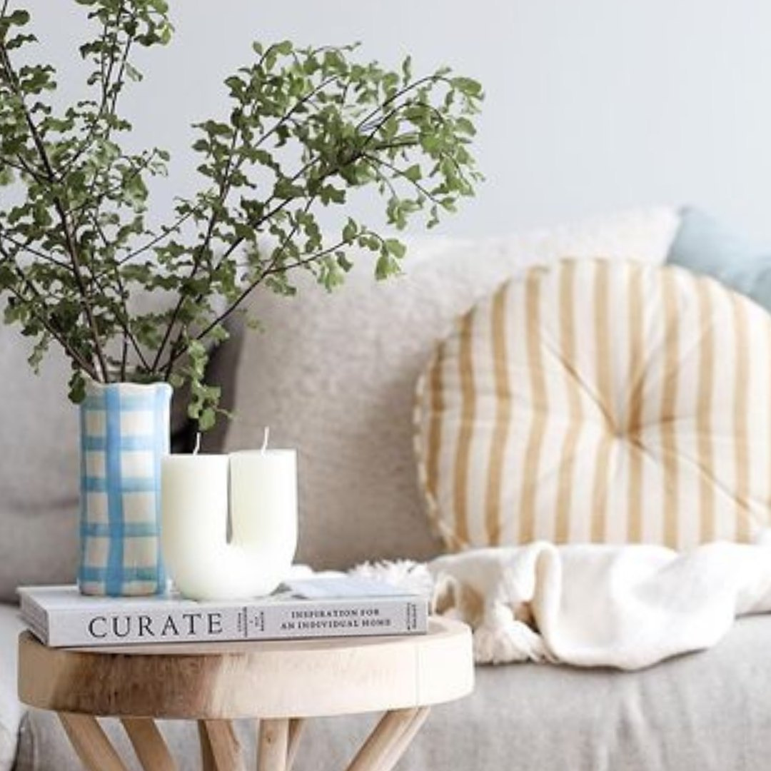 Noss and Co Handmade Ceramic Vase Australia | Blue and White Gingham Vase