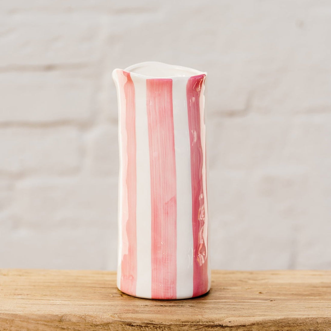 Pink and White Stripe Hand Painted Ceramic Vase Australia