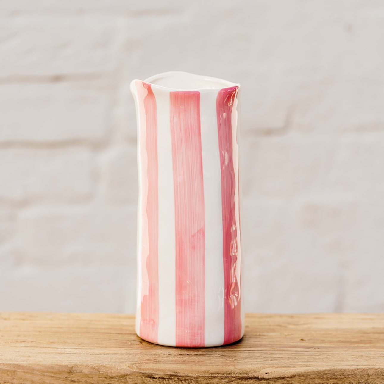 Pink and White Stripe Hand Painted Ceramic Vase Australia