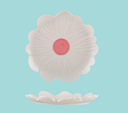 AUGUST PREORDER Large Flower Plate - White with Pink Centre
