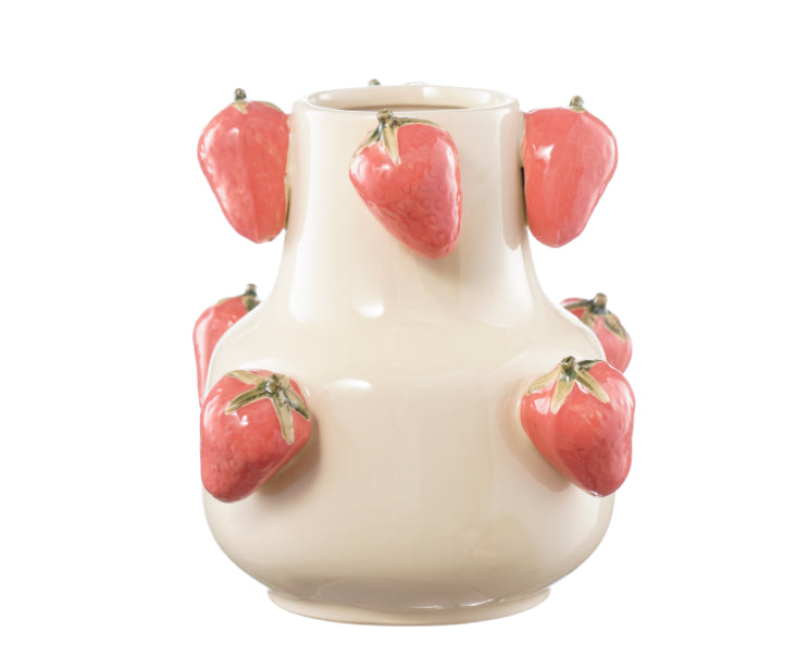 Hand Painted Ceramic Strawberry Vase