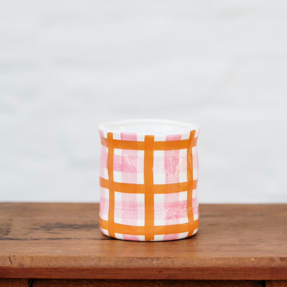 Pink Orange Striped Ceramic Soy Candle | Noss and Co | Australia