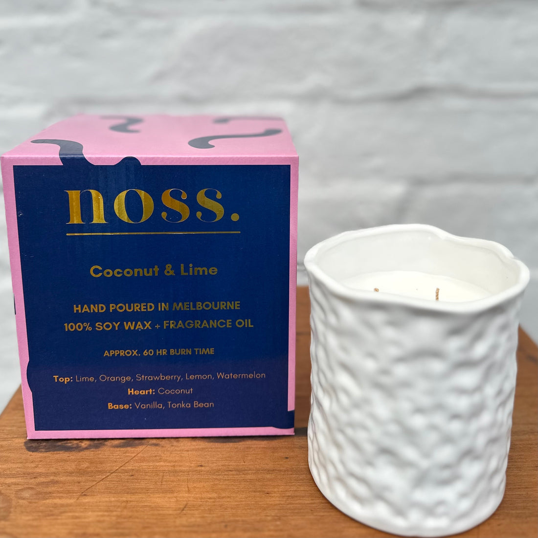 Candle in White Glass Textured Jars | Noss &amp; Co | Australia