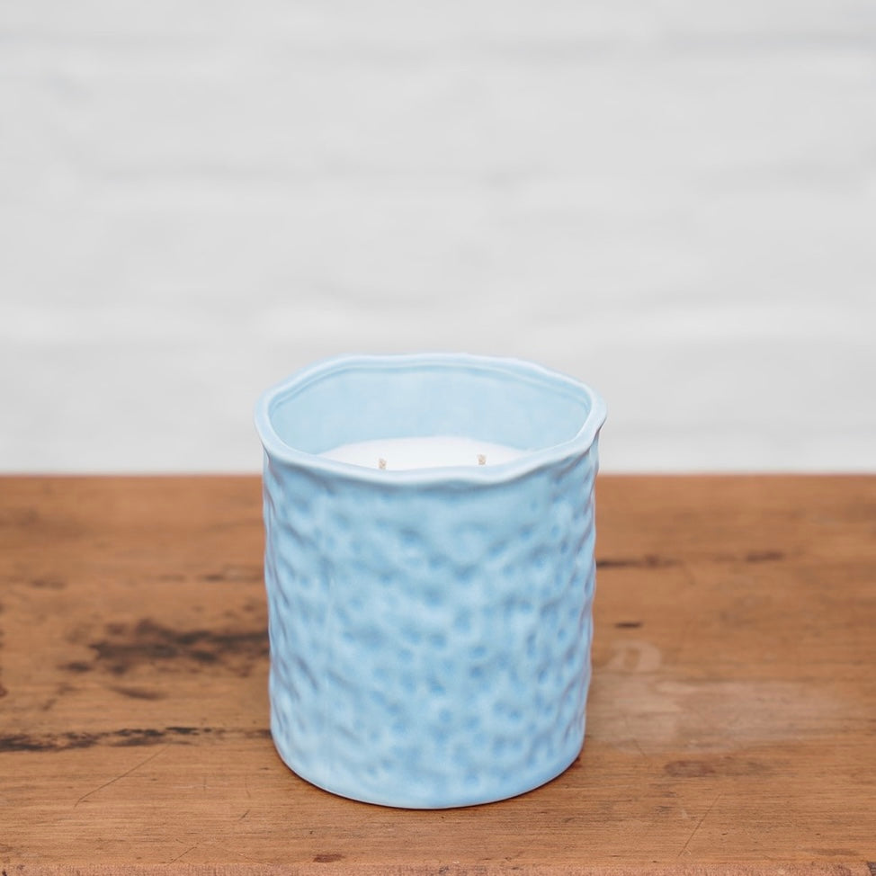 Candle Blue Glass Jar | Large Iris &amp; English Rose Candle | Noss &amp; Co Australia