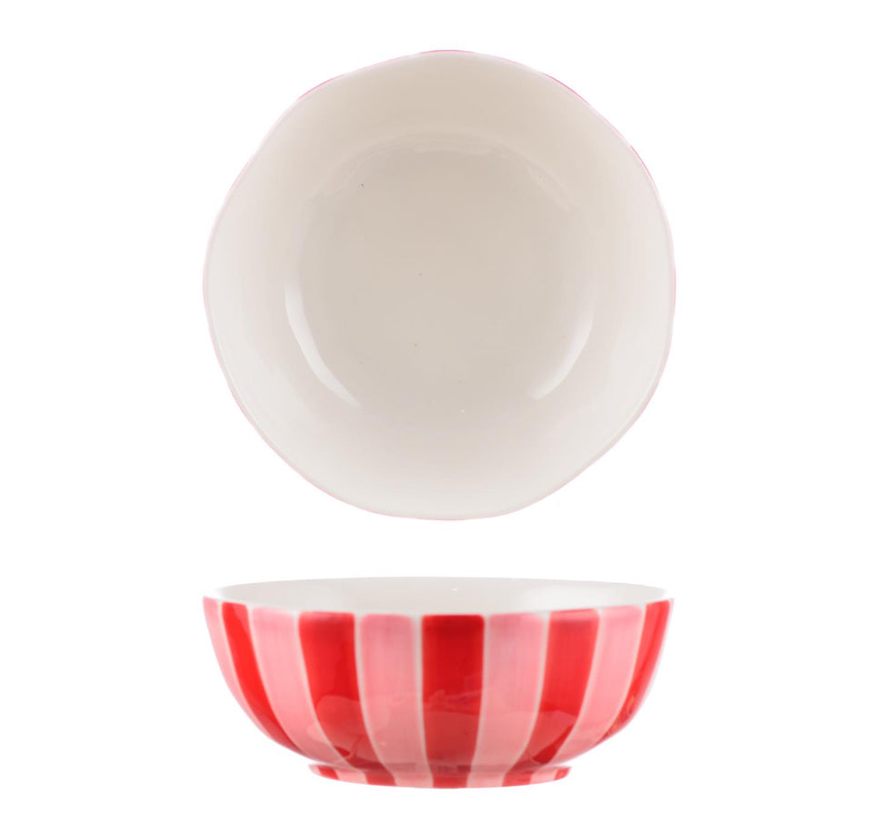 Medium Bowl - Pink and red stripe