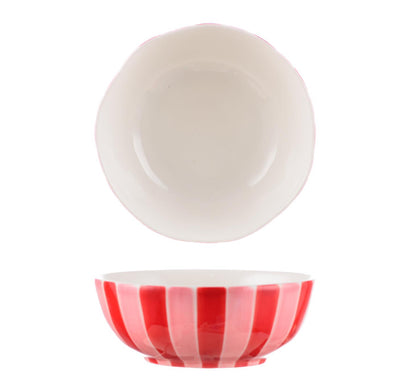 Medium Bowl - Pink and red stripe