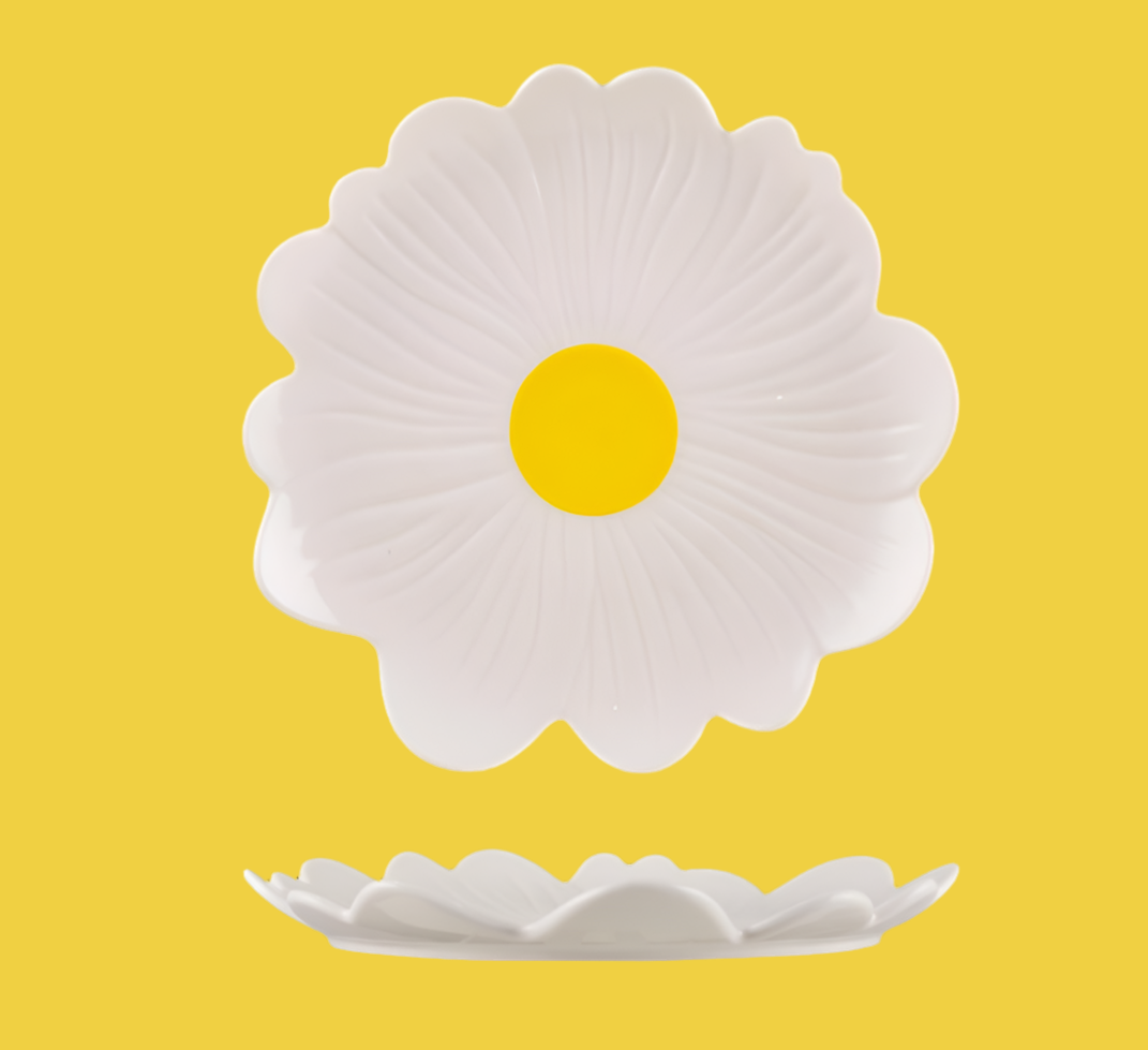 AUGUST PREORDER Small Flower Plate - White with Yellow Centre