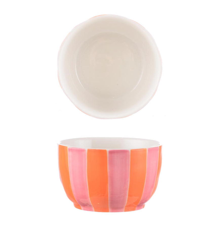 AUGUST PREORDER Small Bowl - Pink and Orange Stripe