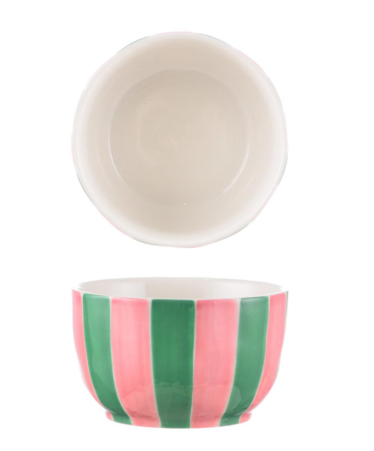 AUGUST PREORDER Small Bowl - Pink and Green Stripe