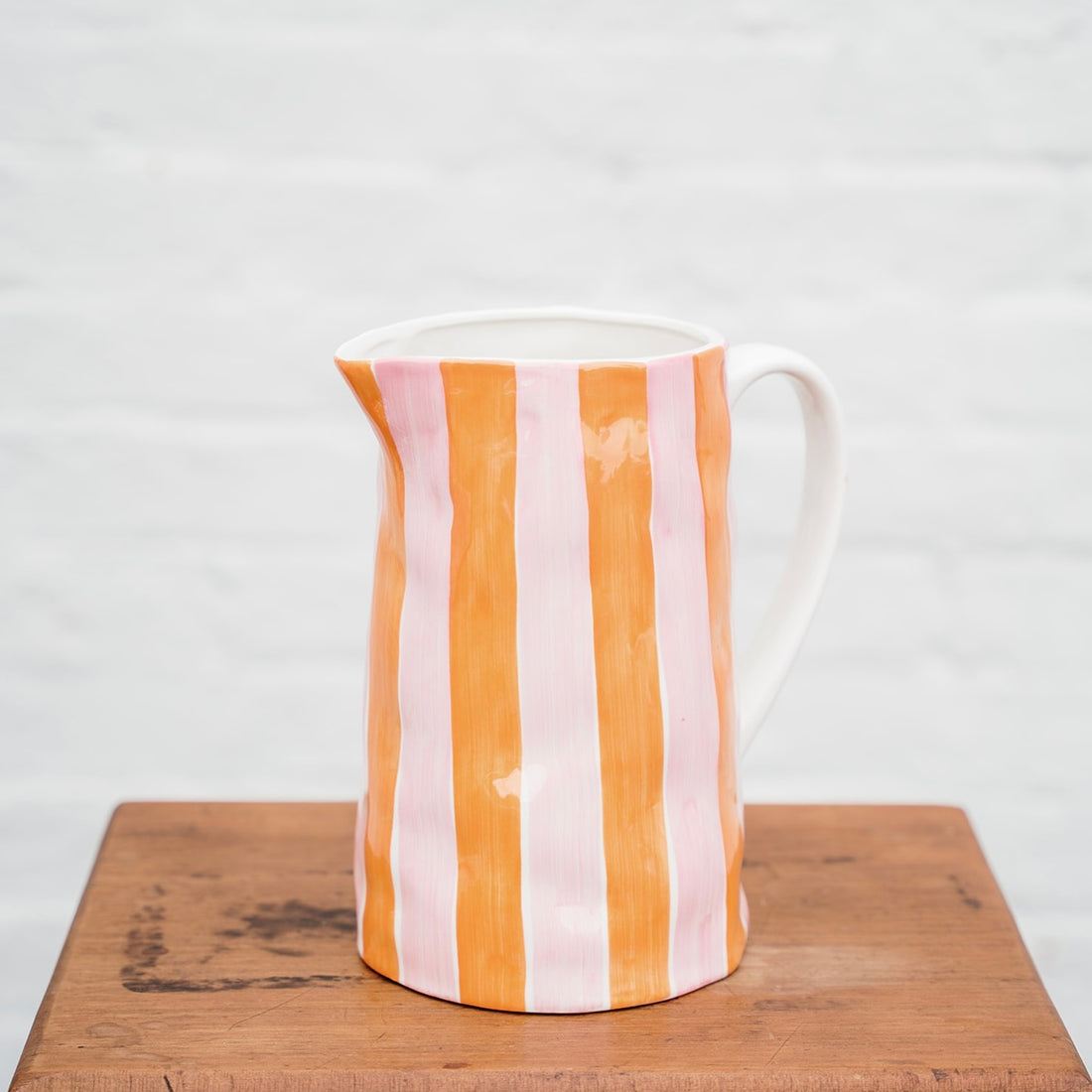 Orange &amp; Pink Striped Ceramic Jug Australia | Colourful Ceramics