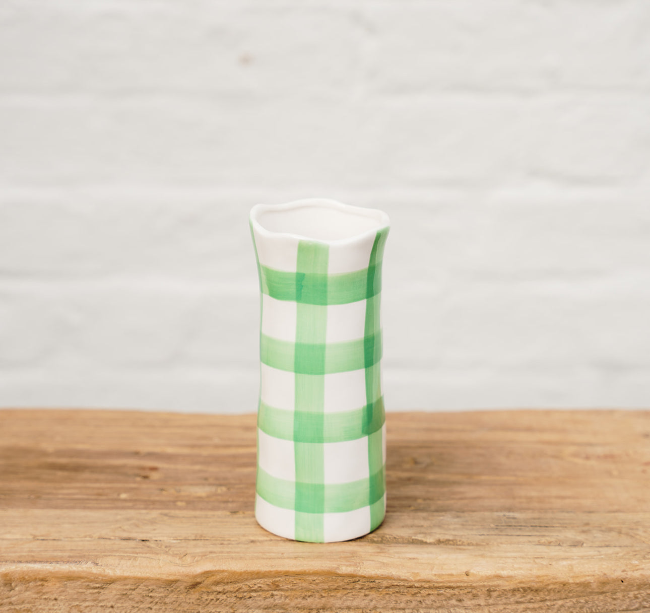 Mint Green Gingham Small Ceramic Vase | Handmade Ceramics Online Shop Australia