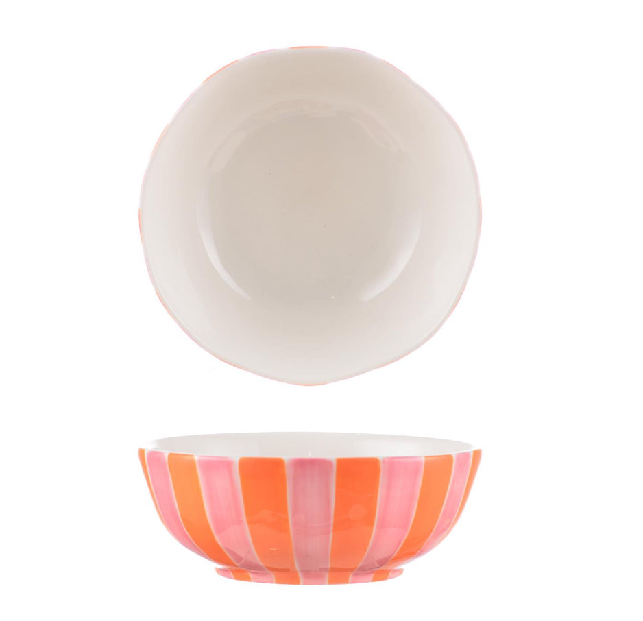 AUGUST PREORDER Medium Bowl - Pink and Orange Stripe