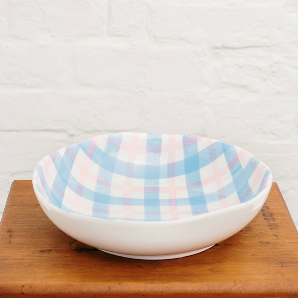 Salad Bowl - Pink &amp; Blue Gingham