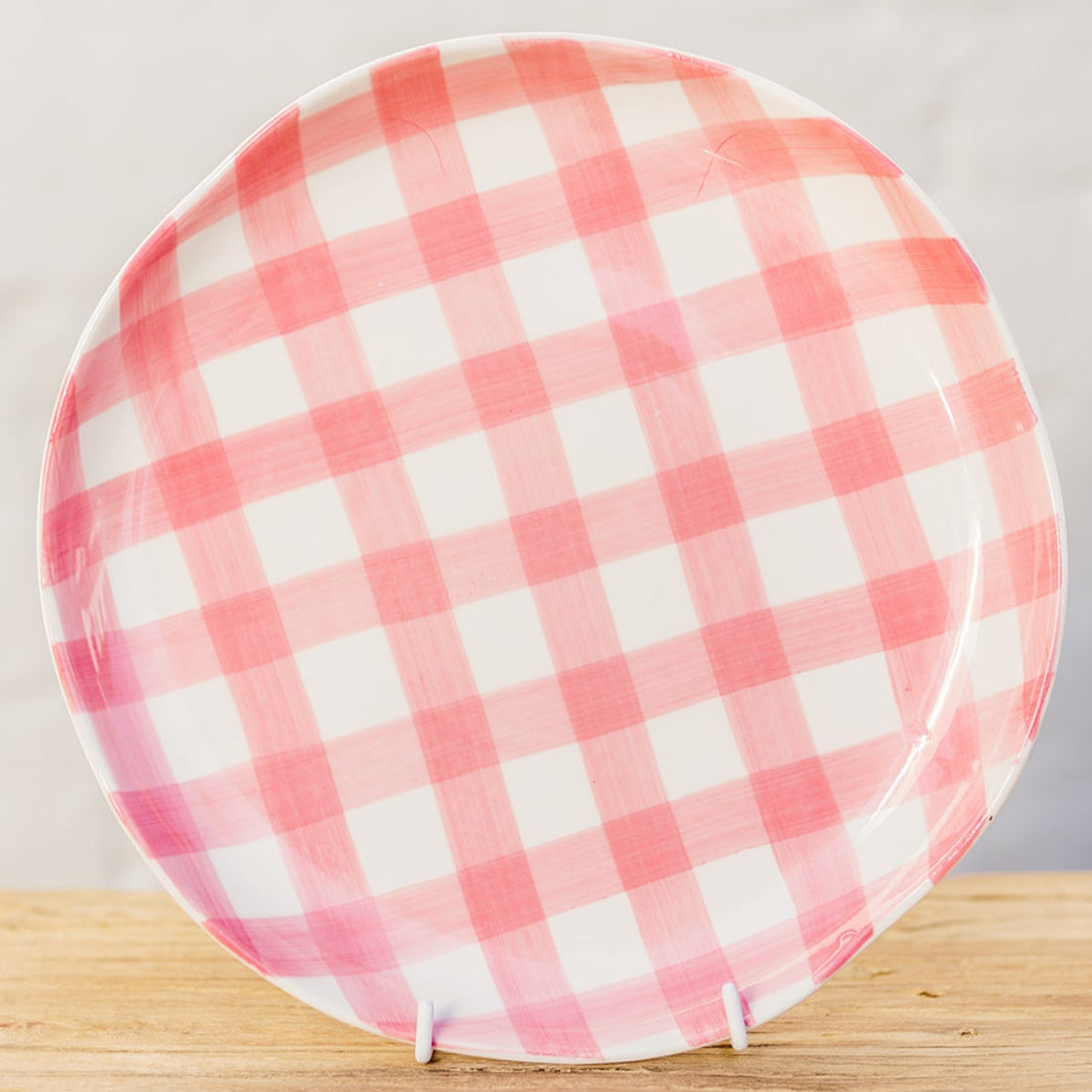 Pink Gingham Dinner Plate - 4 pack