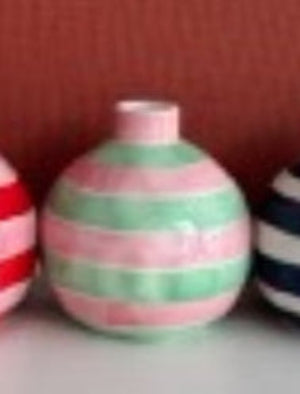 Pink &amp; Mint Green Stripe Round Bud Vase | Noss &amp; Co