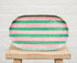 Pink & green stripes Ceramic Oval Platter