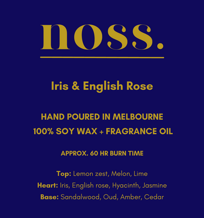 Blue Jar Candle in Iris and English Rose | Noss &amp; Co Australia